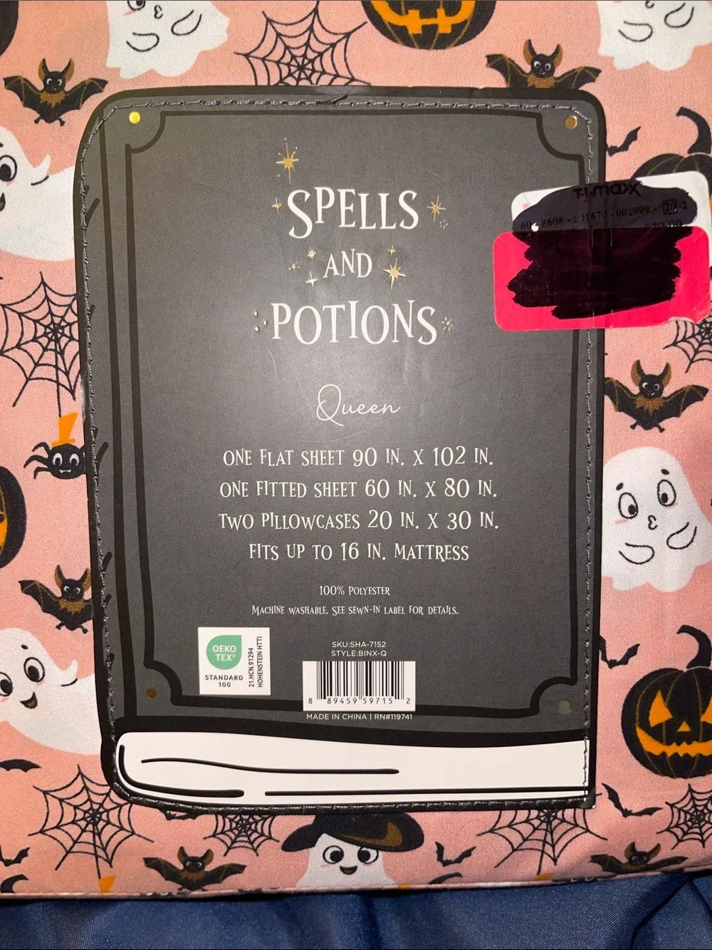 Spells and Potions Pink Halloween Four-Piece Sheet Set